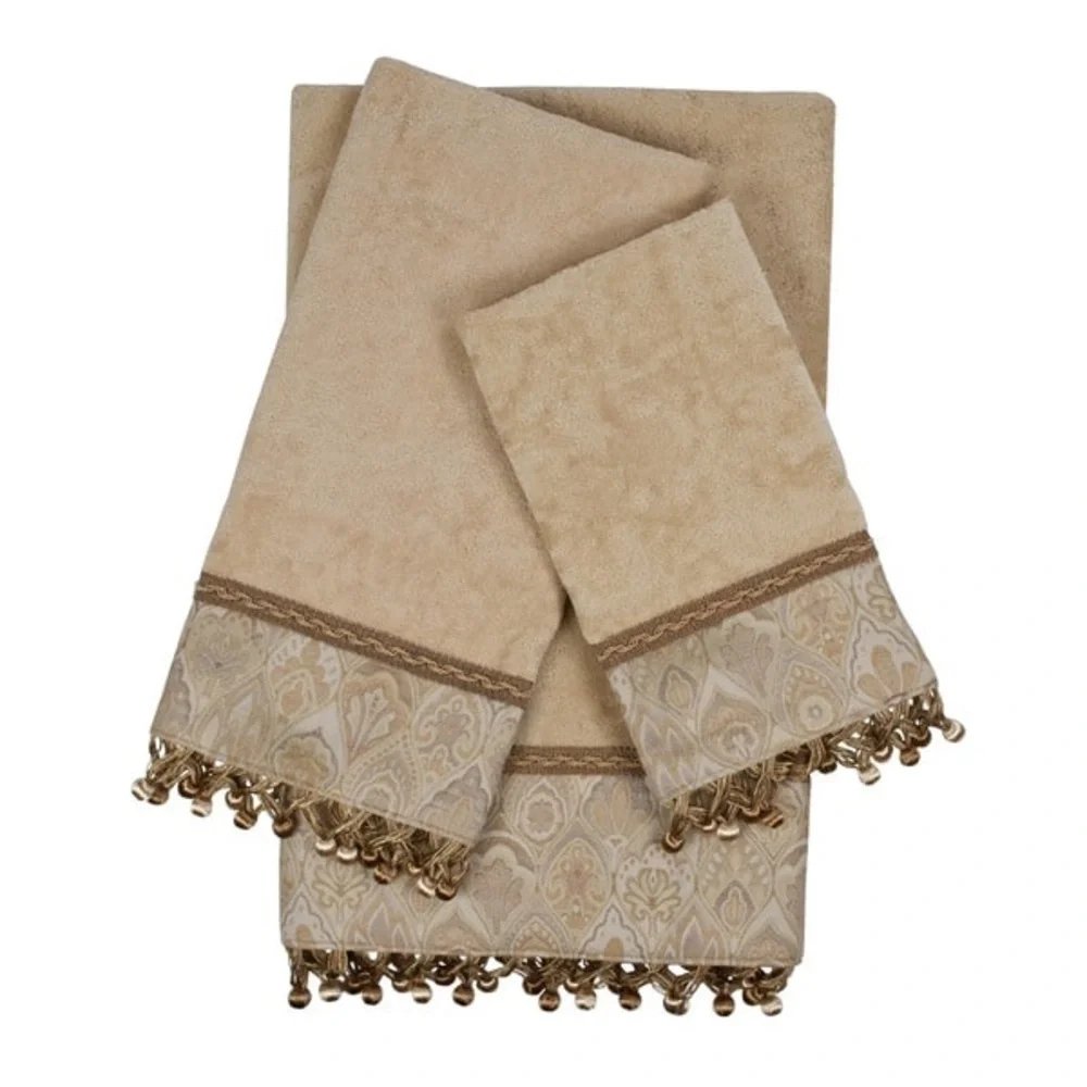 Sherry Kline Mandalay Taupe Decorative Embellished Towel Set Open Box
